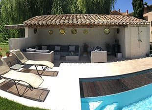Bacchus guesthouse, Domaine de la Vernède, featuring an outdoor pool.